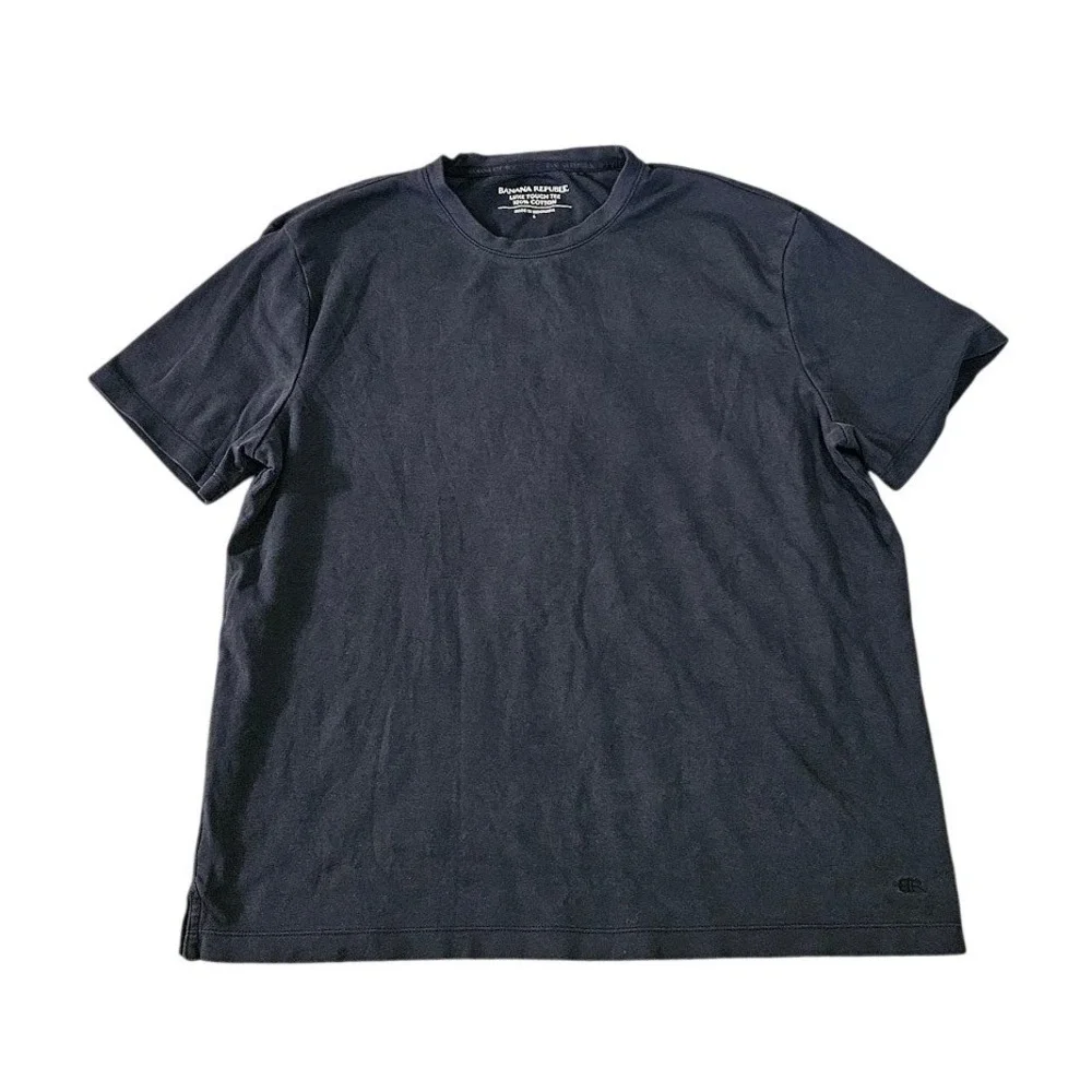 Banana Republic Luxe Touch Tee Mens Large Black 100% Cotton Short Sleeve Shirt